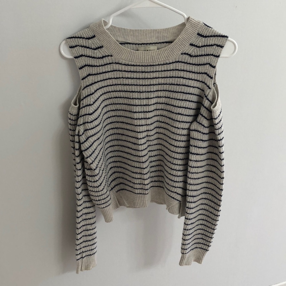 Lucky Brand Cold Shoulder Striped Sweater